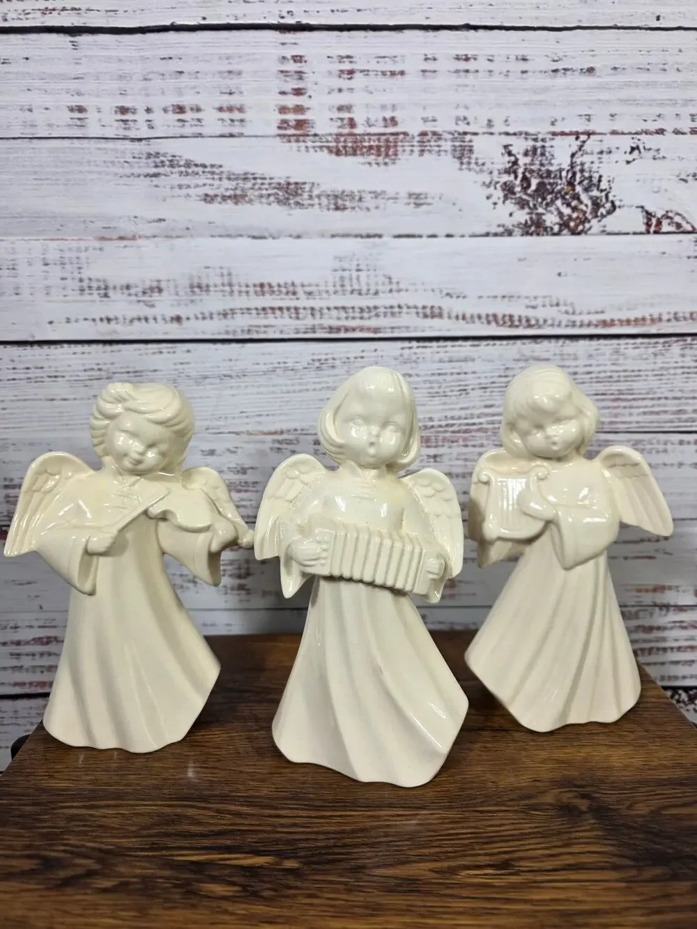 3 VTG Ceramic Angels Musical Group- Accordion, Violin and Harp